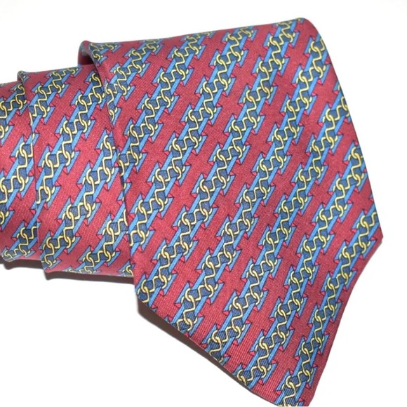 Hermes Other - Authentic Hermes Men’s Red Geometric Silk Tie